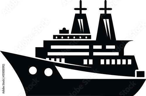 Ship stencils silhouette, Ship icon silhouette vector illustration
