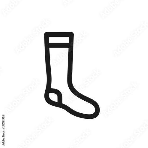 Minimalist Outline Single Sock Clothing Item Line Art Illustration