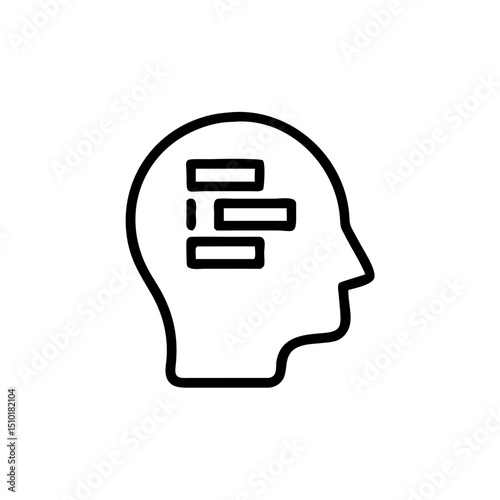 Outline of a head with cognitive sections in minimalist design  