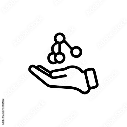 Hand holding a fidget toy with interconnected nodes in minimalist style  