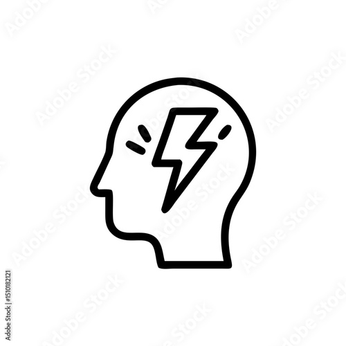 Human head silhouette with lightning bolt symbolizing focus  