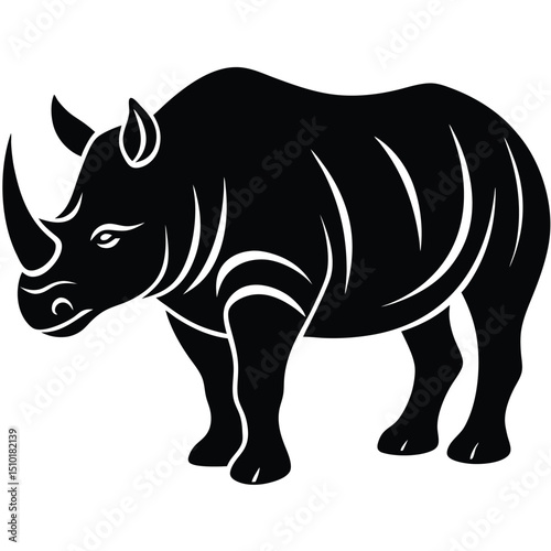 white rhino vector sihouette