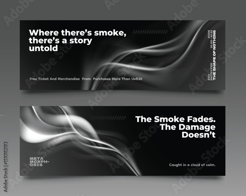 Realistic Smoky Abstract horizontal Banner