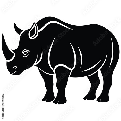 white rhino vector sihouette