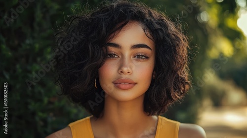 Girl with layered lob and soft curls
