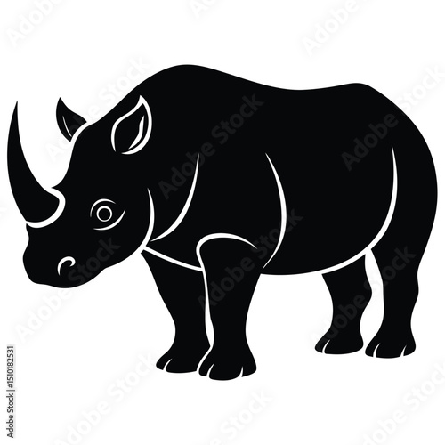 white rhino vector sihouette