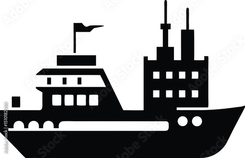 Ship stencils silhouette, Ship icon silhouette vector illustration