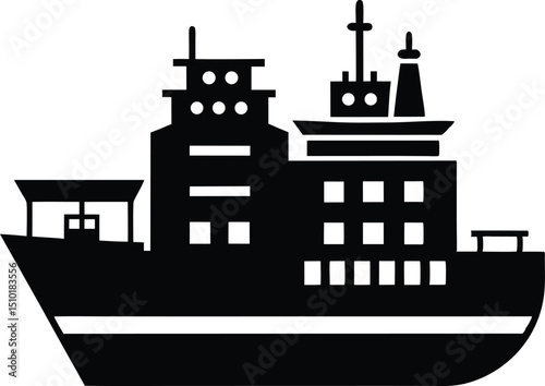Ship stencils silhouette, Ship icon silhouette vector illustration