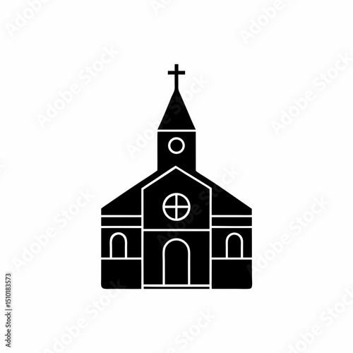 creative and simple minimal details Outline  church with steeple icon vector illustration 