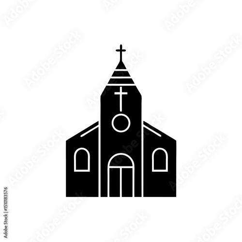 creative and simple minimal details Outline  church with steeple icon vector illustration 