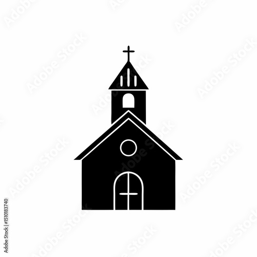 creative and simple minimal details Outline  church with steeple icon vector illustration 