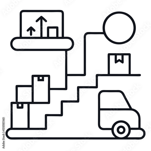 delivery services steps outline icon isolated on white background