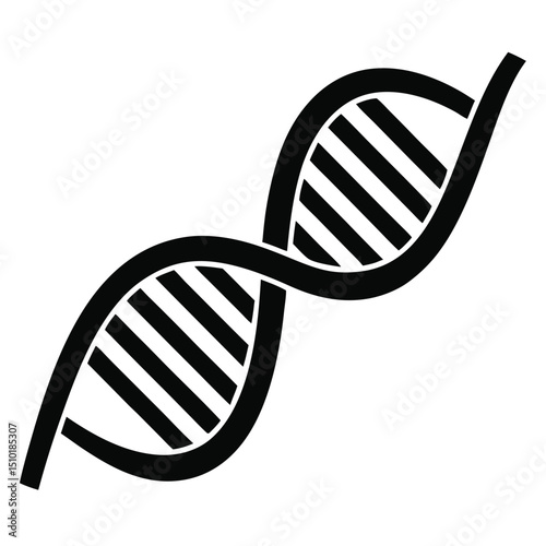 dna helix strand silhouette icon isolated on white background