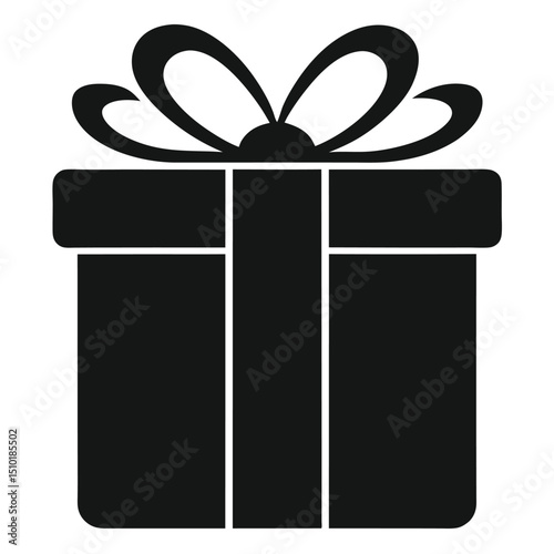 gift box with bow silhouette icon isolated on white background