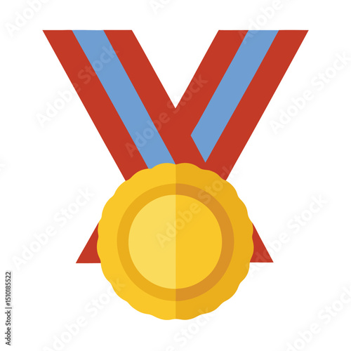 gold medal with ribbon icon isolated on white background