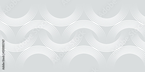Abstract white glowing geometric lines on gray background. Modern shiny blue circle lines pattern. Futuristic technology concept for banner and cover. eps. 10