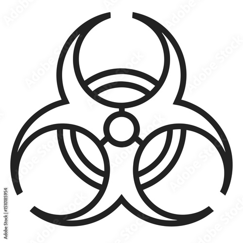 biohazard warning signs, toxic sign outline icon isolated on white background