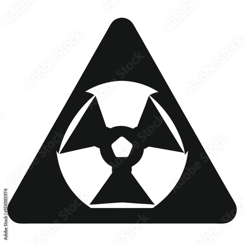 radiation warning sign, toxic sign silhouette icon isolated on white background