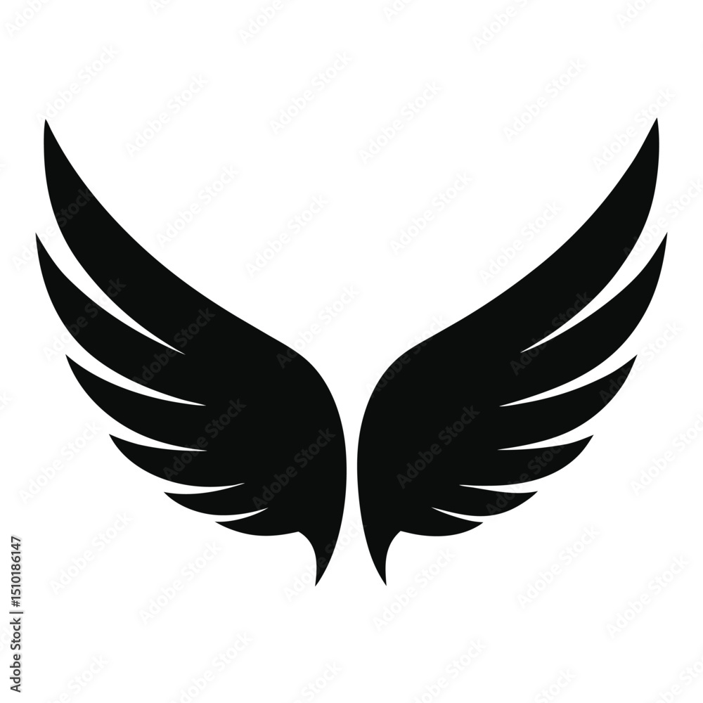 Fototapeta premium wings silhouette icon isolated on white background