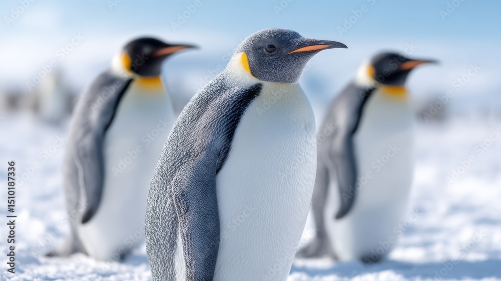 Obraz premium Global warming impacts the melting of icebergs in the Arctic and Antarctic. Rising temperatures affect both terrestrial and aquatic life.