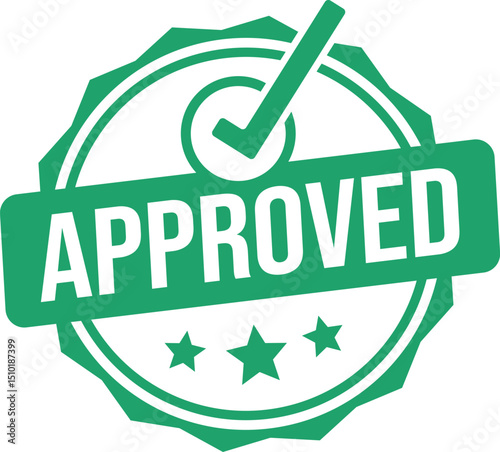 Approved Stamp Icons: Green Circular Badge Style Approval Seals for Documents, Websites, Certification, Business , Validation, Official Authorization, Permit, Endorsement, Confirmation, Verified Mark