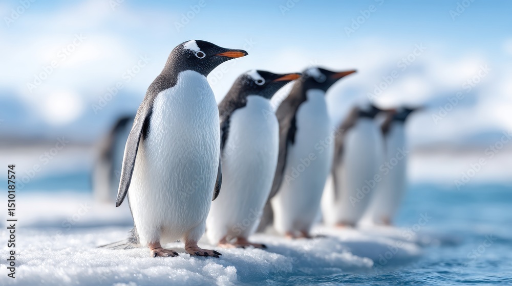 Fototapeta premium Global warming impacts the melting of icebergs in the Arctic and Antarctic. Rising temperatures affect both terrestrial and aquatic life.