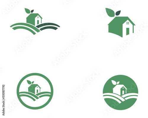 Home leaf green nature logo