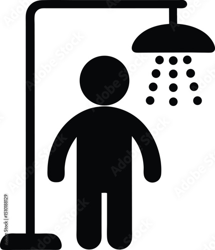 Shower head bathroom facility icon vector, shower glyph icon vector illustration