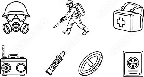 Emergency Survival Equipment and Tools Vector Set