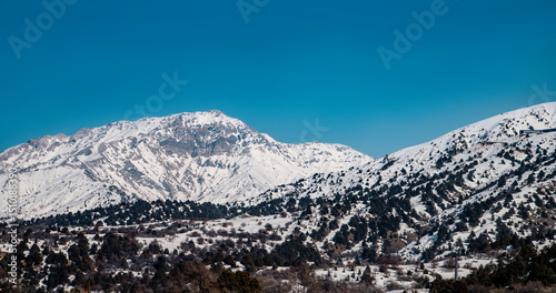 Amirsoy, Amirsay snowy rocks, mountains in Uzbekistan. Chatkal Range, Western Tien Shan