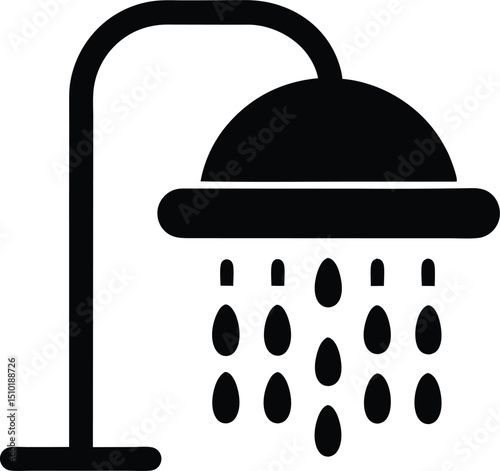 Shower head bathroom facility icon vector, shower glyph icon vector illustration