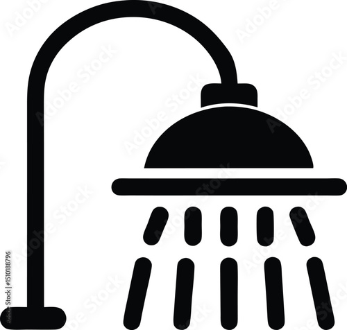 Shower head bathroom facility icon vector, shower glyph icon vector illustration