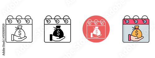 Salary Icon – Line, Glyph, Fill & Background Styles

