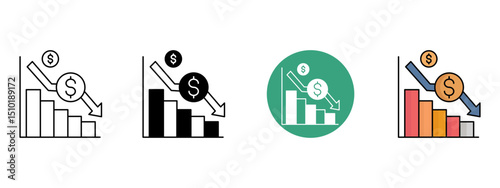 Losses Icon – Line, Glyph, Fill & Background Styles

