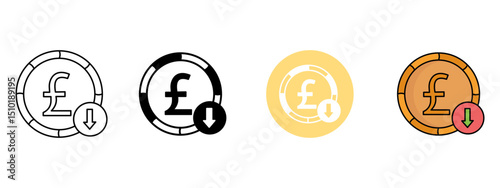 Pound Sterling Icon – Line, Glyph, Fill & Background Styles

