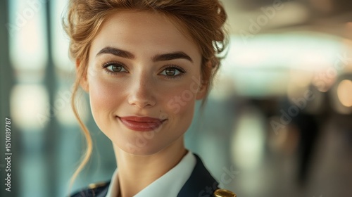Portrait of a poised and confident airline stewardess inside the terminal Free Download Portrait of a poised and confident airline stewardess inside the terminal - GFXLoad