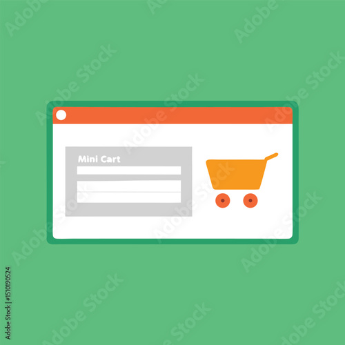 A Minimalist Illustration of a Mini Cart Interface for an E commerce Website with a Shopping Cart Icon and Simple Design