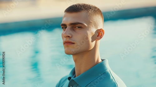 Man with neat crew cut hairstyle wearing polo shirt