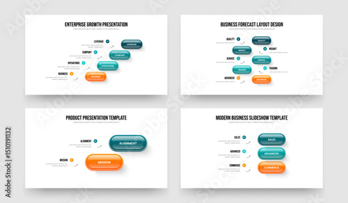 Business Planning 4 5 2 3 Element Diagram Frame Layout Collection. Company Report Four Five Two Three Step Infographic Presentation Template Vector Illustration Bundle.