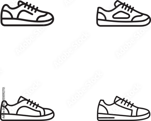 Shoe outline design, isolated footwear with transparent background simple drawing