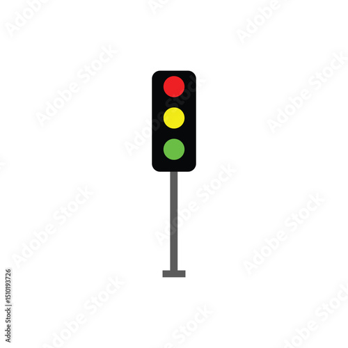 Simple flat icon of a traffic light with red, yellow, and green signals. Perfect for illustrating road safety, transportation rules, or driving-related content in educational and professional contexts