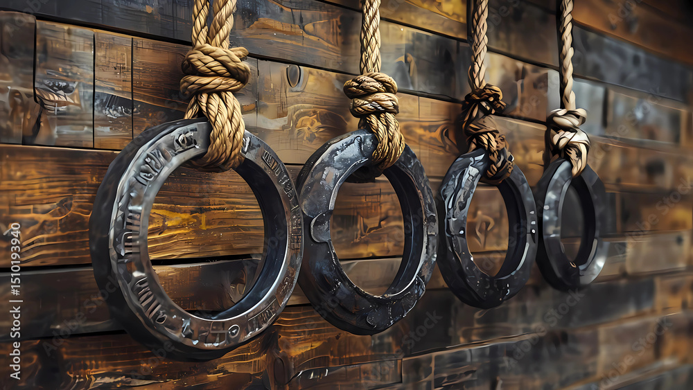 custom made wallpaper toronto digitalIndustrial Iron Rings on Rustic Wooden Wall Digital Illustration