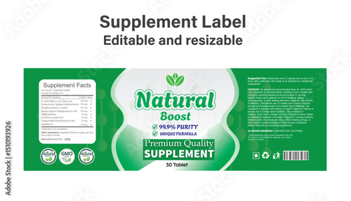 Supplement label design template , vitamin label template, label design 