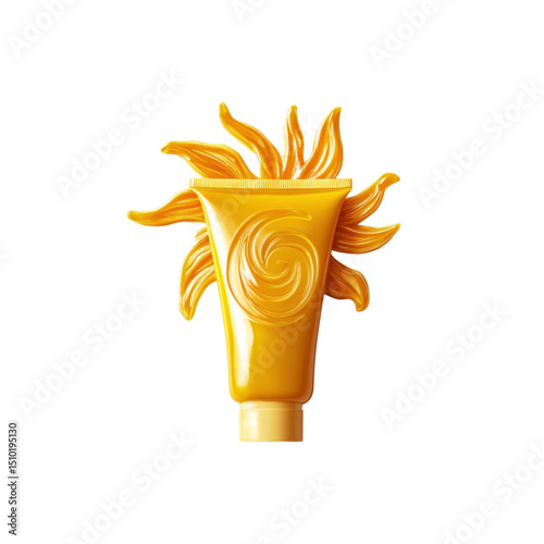 Sun Cream Bottle Design: A Summer Beauty Product isolated on white background