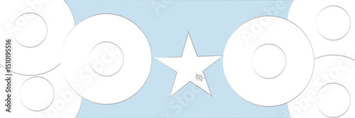 White abstract background with geometric shapes. Modern circle lines pattern. Minimal geometric design. Futuristic technology concept. Horizontal banner template. Vector