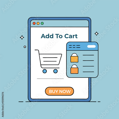 Online Shopping App Interface with Add To Cart Button and Security Features on a Mobile Device Screen for Ecommerce
