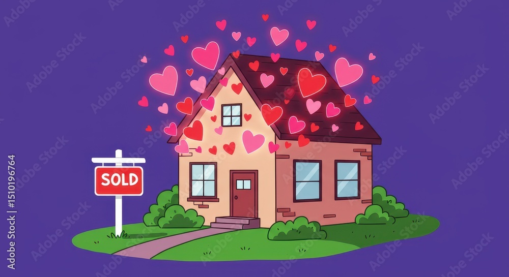 Fototapeta premium House Sold! Celebrate Your New Home with Love and Joy