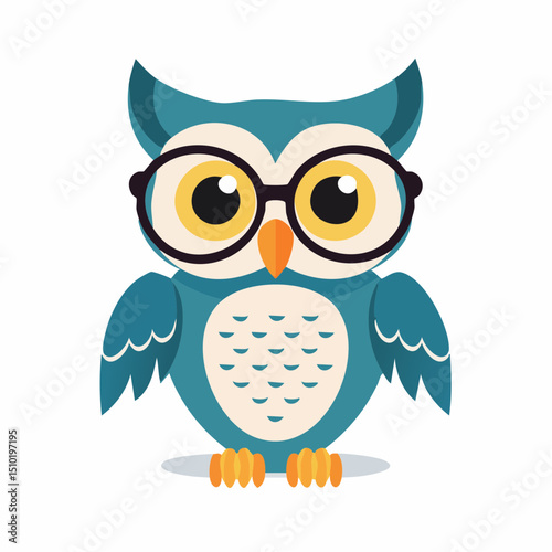 Wise Owl with Glasses: A charming illustration of a scholarly owl wearing glasses, ready to impart wisdom with a touch of playfulness.