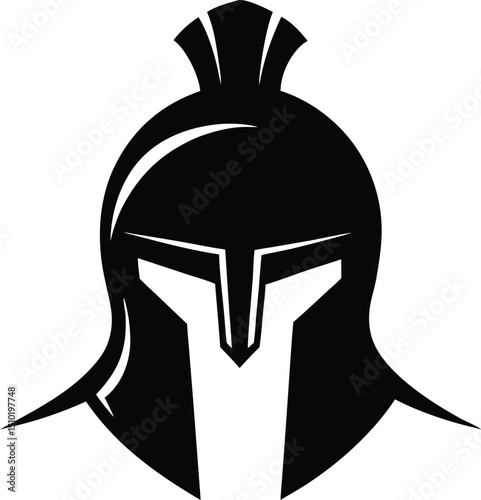 Greek spartan helmet silhouette, spartan helmet silhouette vector illustration