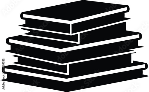Books icon, stack of black books silhouette vector illustration